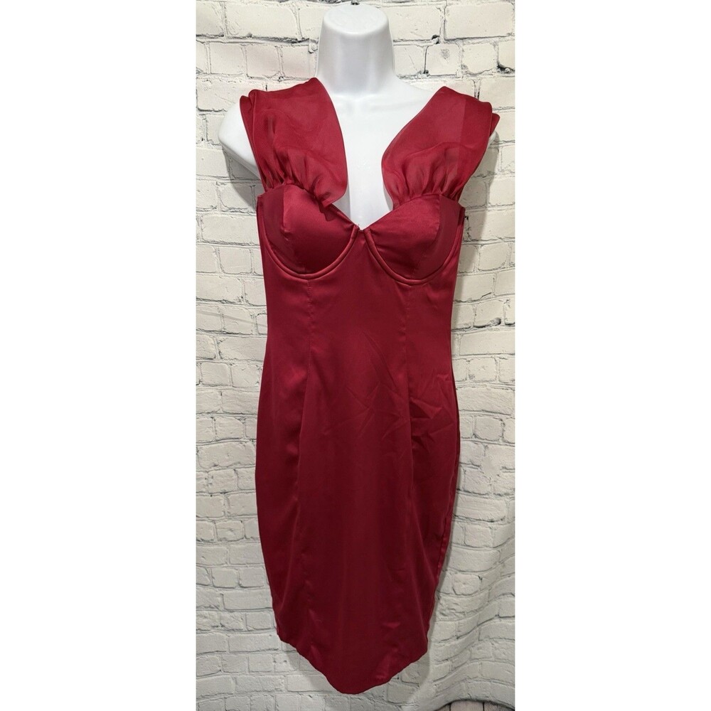 Oh Polly Satin Corset Mini Dress in a Rich Pink size 6